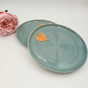 Talerz ceramiczny NIEBIESKI Ciemny - SERDUSZKO śr. 20 cm kolorowy ręcznie robiony FAJNA CERAMIKA