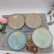 Talerz ceramiczny NIEBIESKI Ciemny - SERDUSZKO śr. 20 cm kolorowy ręcznie robiony FAJNA CERAMIKA