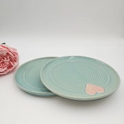 Talerz ceramiczny NIEBIESKI Jasny - SERDUSZKO śr. 20 cm kolorowy ręcznie robiony FAJNA CERAMIKA