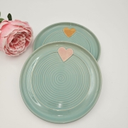 Talerz ceramiczny NIEBIESKI Jasny - SERDUSZKO śr. 20 cm kolorowy ręcznie robiony FAJNA CERAMIKA