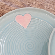 Talerz ceramiczny NIEBIESKI Jasny - SERDUSZKO śr. 20 cm kolorowy ręcznie robiony FAJNA CERAMIKA