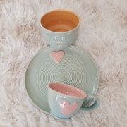 Talerz ceramiczny NIEBIESKI Jasny - SERDUSZKO śr. 20 cm kolorowy ręcznie robiony FAJNA CERAMIKA