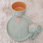 Talerz ceramiczny NIEBIESKI Jasny - SERDUSZKO śr. 20 cm kolorowy ręcznie robiony FAJNA CERAMIKA