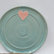 Talerz ceramiczny NIEBIESKI Jasny - SERDUSZKO śr. 20 cm kolorowy ręcznie robiony FAJNA CERAMIKA