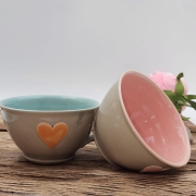Filiżanka ceramiczna SZARA - SERDUSZKO 300 ml kolorowa ręcznie robiona FAJNA CERAMIKA z serduszkami