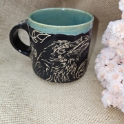 Kubek KRUK ceramiczny ok. 300 ml ręcznie toczony rękodzieło ręcznie zdobiony