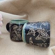 Kubek KRUK ceramiczny ok. 300 ml ręcznie toczony rękodzieło ręcznie zdobiony