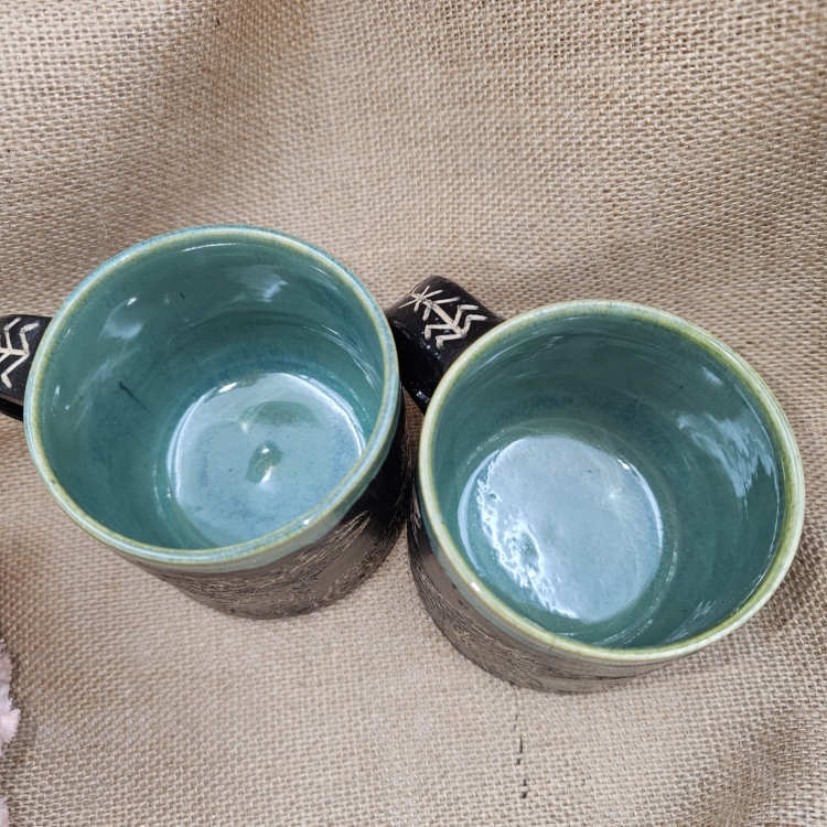 Kubek KRUK ceramiczny ok. 300 ml ręcznie toczony rękodzieło ręcznie zdobiony