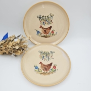 Talerz ceramiczny KURA śr. ok. 20 cm kolorowy wiejski FAJNA CERAMIKA ręcznie malowany i toczony talerz z kurą wiejski