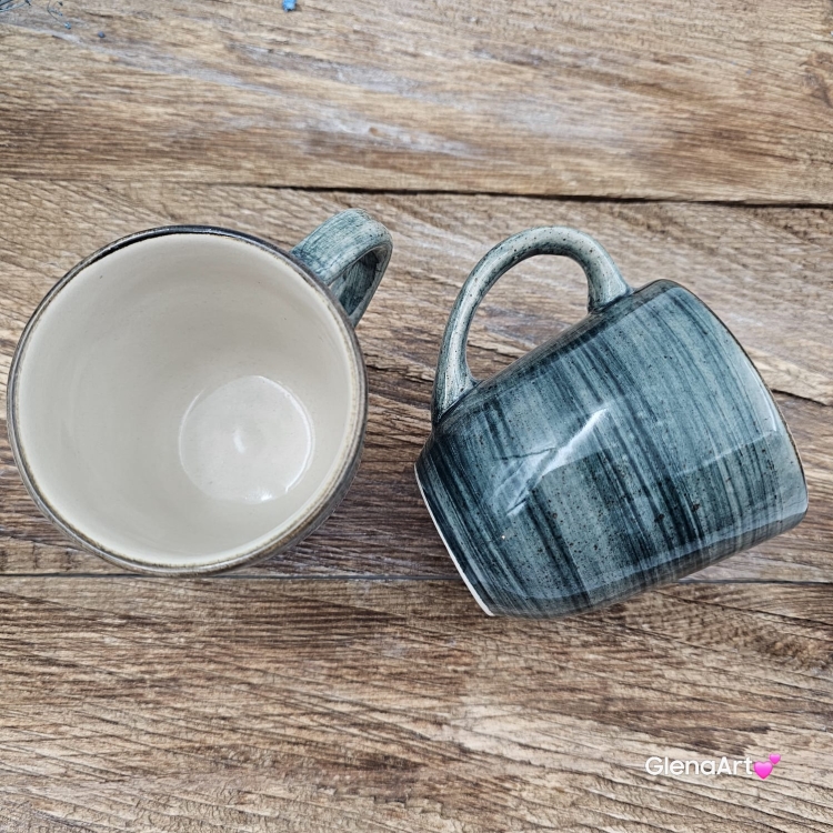 Kubek ceramiczny Bel Rustic Kera 300 ml ZIELEŃ BUTELKOWA kubek z uchem w kolorze zieleni butelkowej piękny kubek w kolorze