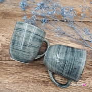 Kubek ceramiczny Bel Rustic Kera 300 ml ZIELEŃ BUTELKOWA kubek z uchem w kolorze zieleni butelkowej piękny kubek w kolorze