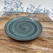 Talerz śniadaniowy/ deserowy płytki Rustic 19 cm ZIELEŃ BUTELKOWA KERA piękny talerz śniadaniowy/deserowy elegancki talerz z formy ceramiczny zieleń butelkowa