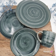 Talerz śniadaniowy/ deserowy płytki Rustic 19 cm ZIELEŃ BUTELKOWA KERA piękny talerz śniadaniowy/deserowy elegancki talerz z formy ceramiczny zieleń butelkowa - cała kolekcja