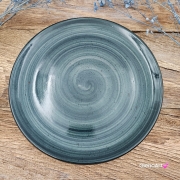 Talerz śniadaniowy/obiadowy płytki Rustic 24 cm ZIELEŃ BUTELKOWA KERA piękny talerz duży śniadaniowy/obiadowy elegancki talerz z formy ceramiczny zieleń butelkowa