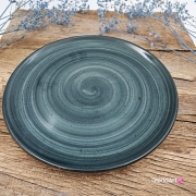 Talerz śniadaniowy/obiadowy płytki Rustic 24 cm ZIELEŃ BUTELKOWA KERA piękny talerz duży śniadaniowy/obiadowy elegancki talerz z formy ceramiczny zieleń butelkowa