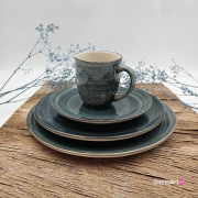 Talerz śniadaniowy/obiadowy płytki Rustic 24 cm ZIELEŃ BUTELKOWA KERA piękny talerz duży śniadaniowy/obiadowy elegancki talerz z formy ceramiczny zieleń butelkowa - cała kolekcja