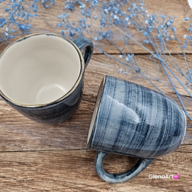 Kubek ceramiczny Bel Rustic Kera 300 ml MORSKI kubek z uchem w kolorze morskim piękny kubek w kolorze