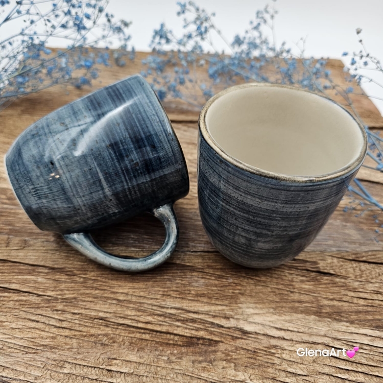 Kubek ceramiczny Bel Rustic Kera 300 ml MORSKI kubek z uchem w kolorze morskim piękny kubek w kolorze