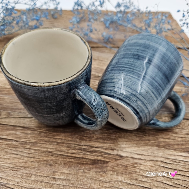 Kubek ceramiczny Bel Rustic Kera 300 ml MORSKI kubek z uchem w kolorze morskim piękny kubek w kolorze