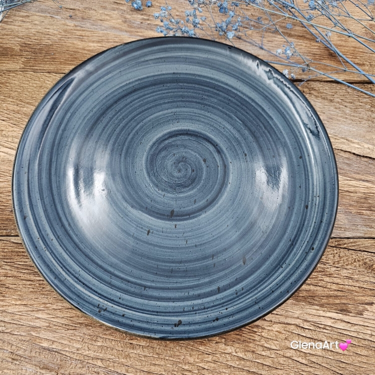 Talerz śniadaniowy/obiadowy płytki Rustic 24 cm MORSKI KERA piękny talerz duży śniadaniowy/obiadowy elegancki talerz z formy ceramiczny morski