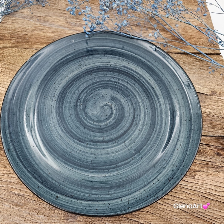 Talerz śniadaniowy/obiadowy płytki Rustic 24 cm MORSKI KERA piękny talerz duży śniadaniowy/obiadowy elegancki talerz z formy ceramiczny morski