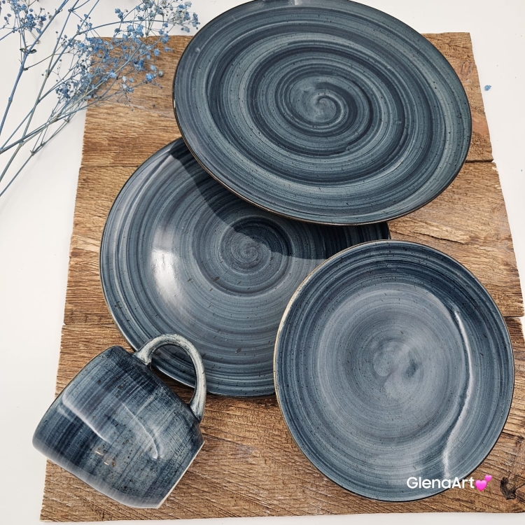 Talerz obiadowy płytki Rustic 27 cm MORSKI KERA piękny talerz duży obiadowy elegancki talerz z formy ceramiczny morski do ciasta patera - cała kolekcja