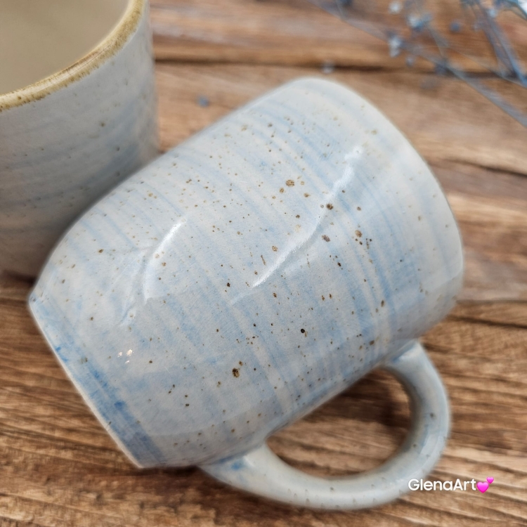 Kubek ceramiczny Bel Rustic Kera 300 ml NIEBIESKI kubek z uchem w kolorze niebieskim piękny kubek w kolorze