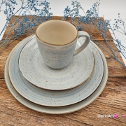 Talerz deserowy/śniadaniowy płytki Rustic 19 cm NIEBIESKI KERA piękny talerz deserowy/śniadaniowy elegancki talerz z formy ceramiczny błękitny - cała kolekcja