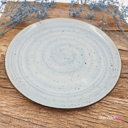 Talerz deserowy/śniadaniowy płytki Rustic 19 cm NIEBIESKI KERA piękny talerz deserowy/śniadaniowy elegancki talerz z formy ceramiczny błękitny