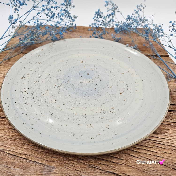 Talerz obiadowy płytki Rustic 27 cm NIEBIESKI KERA piękny talerz duży obiadowy elegancki talerz z formy ceramiczny niebieski do ciasta patera błękitny