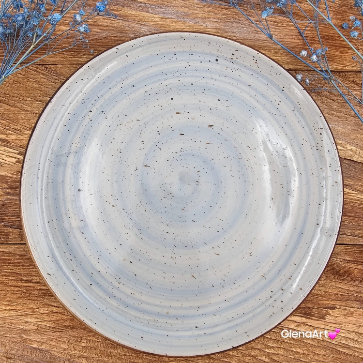 Talerz obiadowy płytki Rustic 27 cm NIEBIESKI KERA piękny talerz duży obiadowy elegancki talerz z formy ceramiczny niebieski do ciasta patera błękitny