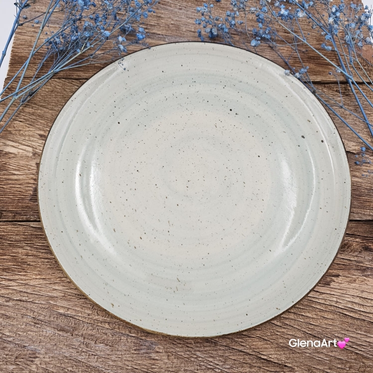 Talerz obiadowy płytki Rustic 27 cm SELEDYNOWY KERA piękny talerz duży obiadowy elegancki talerz z formy ceramiczny seledynowy patera do ciasta