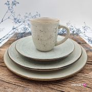 Talerz obiadowy płytki Rustic 27 cm SELEDYNOWY KERA piękny talerz duży obiadowy elegancki talerz z formy ceramiczny seledynowy patera do ciasta  - cała kolekcja