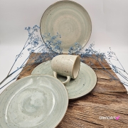 Talerz obiadowy płytki Rustic 27 cm SELEDYNOWY KERA piękny talerz duży obiadowy elegancki talerz z formy ceramiczny seledynowy patera do ciasta  - cała kolekcja