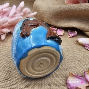 Duży kubek ceramiczny z brązowym KONIEM na zewnątrz ręcznie toczony i malowany