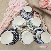 Filiżanka ceramiczna ze spodkiem Łąka kaszubska ceramika ręcznie zdobiona Arbata - wszystkie filiżanki