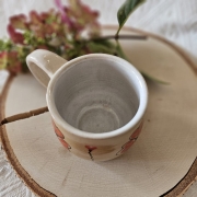 Kubek piaskowy ceramiczny koniczyna czerwona ręcznie malowany i toczony