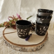 Czarka / szklanka duże espresso ceramiczne ręcznie malowane i toczone brązowa