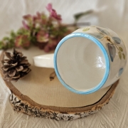 Kubek ceramiczny ręcznie malowany - motyw kwiatowy + duże ucho dość ciężki rękodzieło kaszubskie