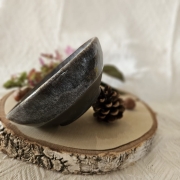 Miska ceramiczna brązowo - niebieska rękodzieło ręcznie toczona brązowa glina miska sałatkowa