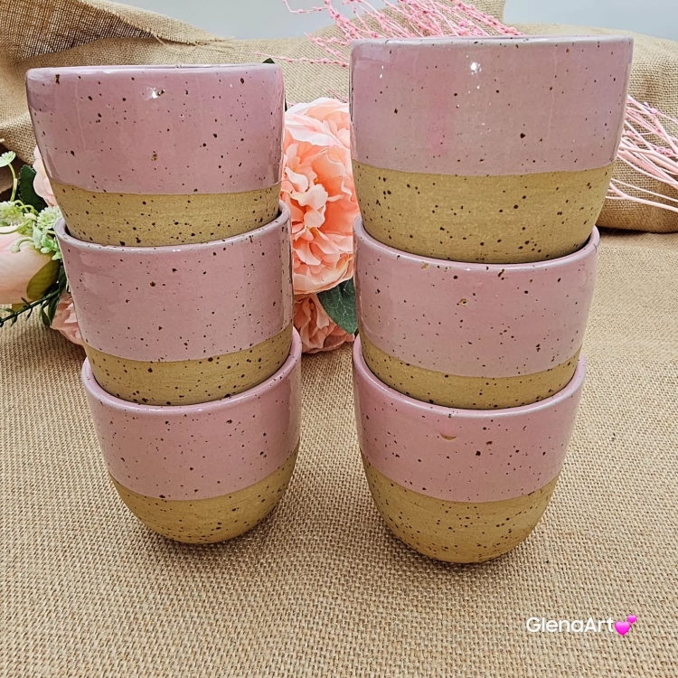 Czarka ceramiczna / duże espresso kubek bez ucha espresso nakrapiana różowa czarka espresso 180 ml