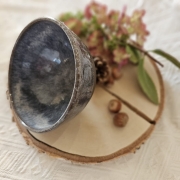 Miska ceramiczna brązowo - niebieska rękodzieło ręcznie toczona brązowa glina miska sałatkowa