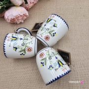 Kubek ceramiczny Bell dekoracja Tulipan kaszubska ceramika ręcznie zdobiona Arbata kubek tulipan wzór kaszubski rękodzieło metoda stempelka