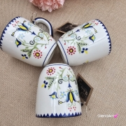 Kubek ceramiczny Bell dekoracja Tulipan kaszubska ceramika ręcznie zdobiona Arbata kubek tulipan wzór kaszubski rękodzieło metoda stempelka