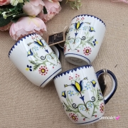 Kubek ceramiczny Bell dekoracja Tulipan kaszubska ceramika ręcznie zdobiona Arbata kubek tulipan wzór kaszubski rękodzieło metoda stempelka