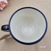 Kubek ceramiczny Bell dekoracja Tulipan kaszubska ceramika ręcznie zdobiona Arbata kubek tulipan wzór kaszubski rękodzieło metoda stempelka