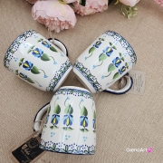 Kubek ceramiczny Bell dekoracja Słupska kaszubska ceramika ręcznie zdobiona Arbata kubek słupski wzór kaszubski rękodzieło metoda stempelka