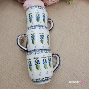 Kubek ceramiczny Bell dekoracja Słupska kaszubska ceramika ręcznie zdobiona Arbata kubek słupski wzór kaszubski rękodzieło metoda stempelka