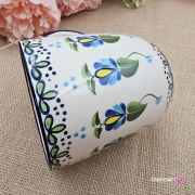 Kubek ceramiczny Bell dekoracja Słupska kaszubska ceramika ręcznie zdobiona Arbata kubek słupski wzór kaszubski rękodzieło metoda stempelka