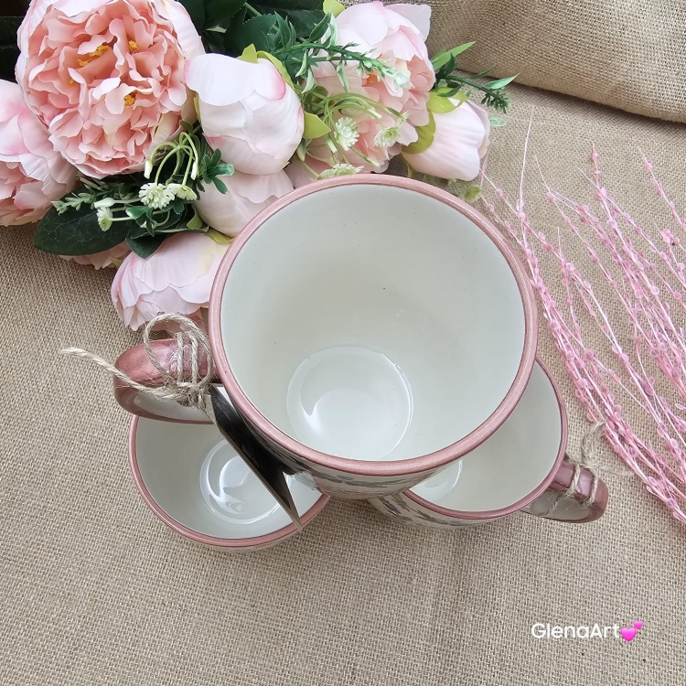 Kubek ceramiczny Bell dekoracja Wdzydzka kaszubska ceramika ręcznie zdobiona Arbata kubek wdzydzki wzór kaszubski rękodzieło metoda stempelka